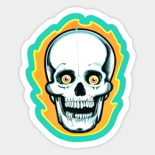 Small 80's Skull Sticker